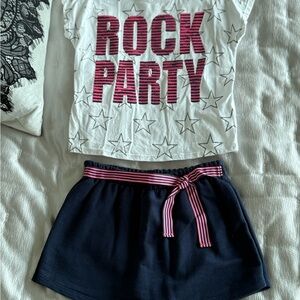 Kids Rock Party Matching Set - White and Navy